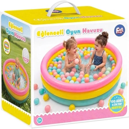 Eğlenceli Oyun Havuzu Şişme Top Havuzu 100 Adet 6 cm Top Hediyeli Çocuk Oyun Alanı 1-3 Yaş 90 cm