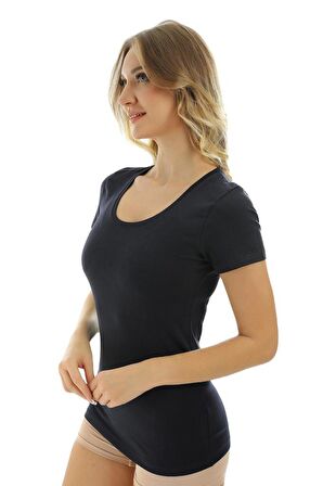 Almila Kısa Kollu U Yaka Slim Fit Kadın Body T-Shirt 2038