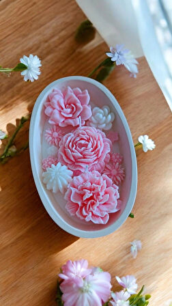 Nefha Candle Kokulu Çiçek Temalı Soya Wax Mum Dekoratif Taş Tozu Mumluk (koku Seçenekleri Açıklama Da