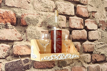 Neiwel Vintage Tuen Naturel Ahşap Bar Raf