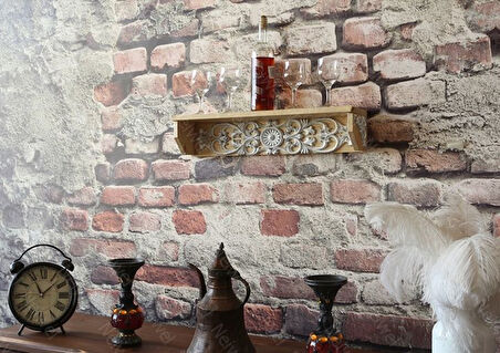 Neiwel Vintage Doa Naturel Ahşap Bar Raf