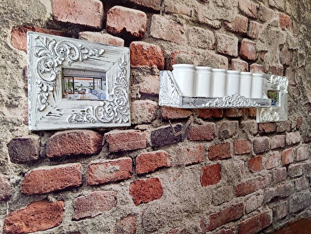 Neiwel Vintage Meira Eskitme Beyaz Ahşap Raf