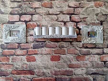 Neiwel Vintage Meira Eskitme Beyaz Ahşap Raf