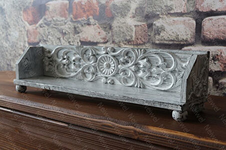Neiwel Vintage Tenna Eskitme Beyaz Ahşap Stand Raf