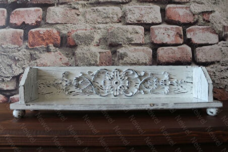 Neiwel Vintage Suen Eskitme Beyaz Ahşap Stand Raf