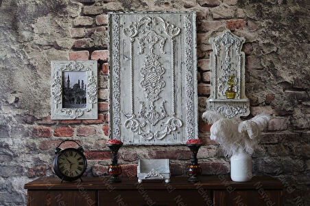 Neiwel Vintage Liva Eskitme Beyaz Ahşap Stand Raf