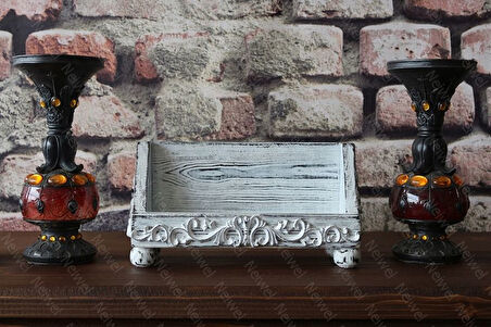 Neiwel Vintage Loa Eskitme Beyaz Ahşap Stand Raf