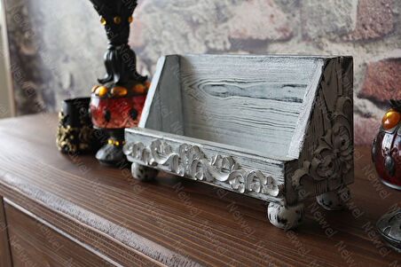 Neiwel Vintage Loa Eskitme Beyaz Ahşap Stand Raf