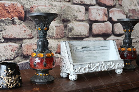 Neiwel Vintage Loa Eskitme Beyaz Ahşap Stand Raf