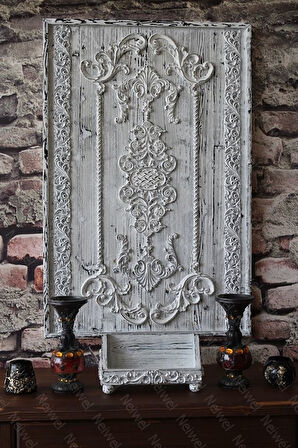 Neiwel Vintage Loa Eskitme Beyaz Ahşap Stand Raf