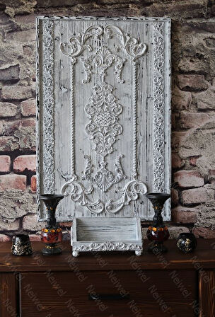 Neiwel Vintage Nova Eskitme Beyaz Ahşap Stand Raf