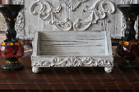 Neiwel Vintage Nova Eskitme Beyaz Ahşap Stand Raf