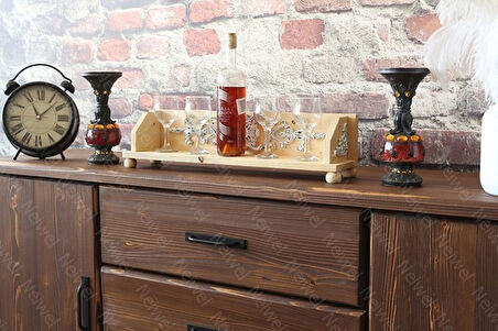 Neiwel Vintage Tenna Naturel Ahşap Bar Raf