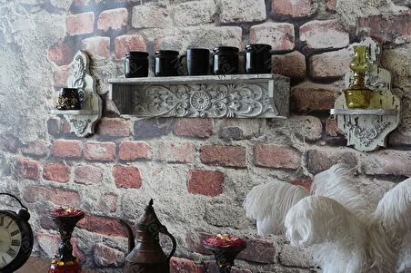 Neiwel Vintage Doa Eskitme Beyaz Ahşap Raf