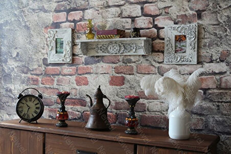 Neiwel Vintage Duen Eskitme Beyaz Ahşap Raf