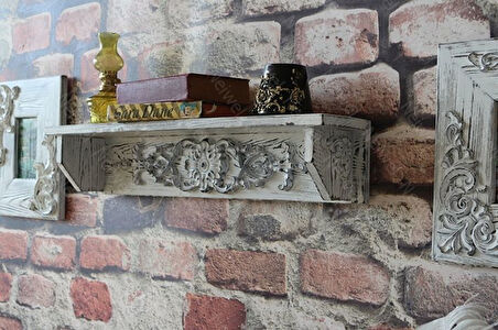 Neiwel Vintage Duen Eskitme Beyaz Ahşap Raf