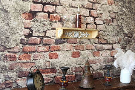 Neiwel Vintage Duen Naturel Ahşap Bar Raf