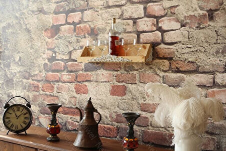 Neiwel Vintage Meira Naturel Ahşap Bar Raf