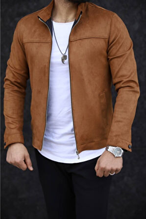 Premium Örme Triko Kol Dik Yaka Süet Ceket