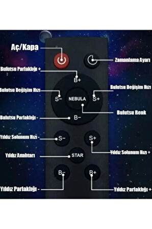 Astronot Projektör Gece Masa Lambası Galaxy Gökyüzü Star Projeksiyon Kumandalı Samanyolu Aydınlatma