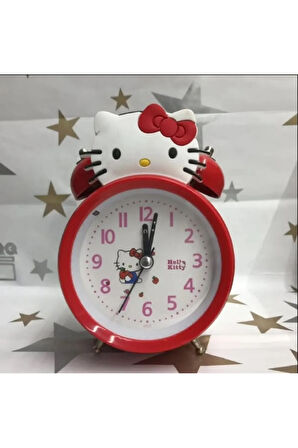 Plastik Sevimli Karikatür Çok Fonksiyonlu Hello Kitty Dijital Aydınlık Masaüstü Çalar Saat Kırmızı