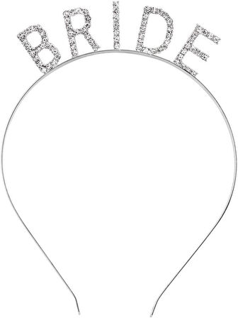 NessiWorld Gümüş Renk Bekarlığa Veda Kristal Taş Bride Tacı İthal 16x10 cm