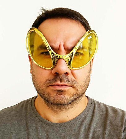 Retro Gözlük - 80 li 90 lı Yıllar Parti Gözlüğü Gold Renk 8x13 cm