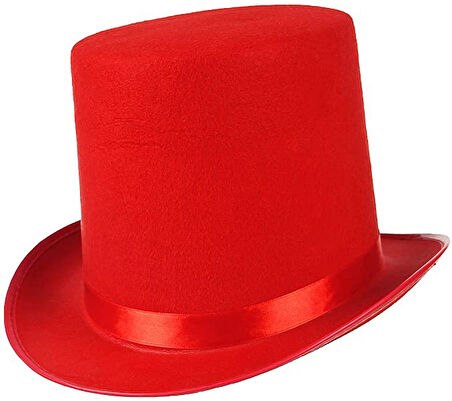 NessiWorld YetişkinlerİçinKırmızıRenkRingmasterSihirbazŞapkasıFötrŞapka15cm