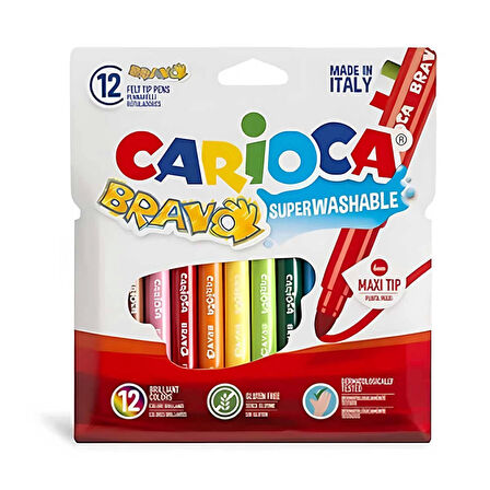 Carioca Bravo Süper Yıkanabilir Keçeli Boya Kalemi 12’li 42755
