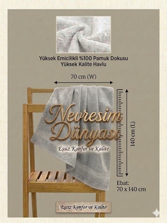 Nevresim Dünyası Prime Havlu 70x140 Gri