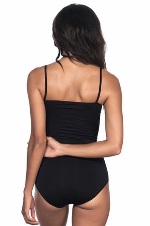 Nevamel® Siyah Mi Emay 1923 Soft İp Askılı Çıtçıtlı Body (Kod:1923)
