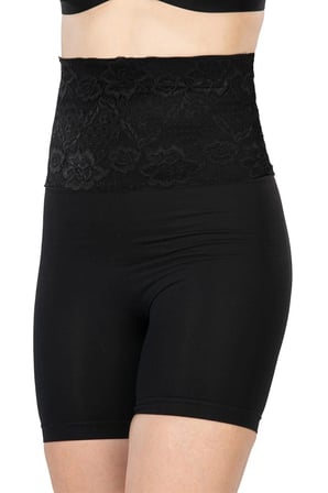 Nevamel® Siyah Mi Emay 2091 Önü Dantelli Yüksek Bel Boxer Korse (Kod:2091)