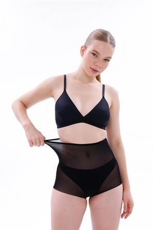 Nevamel® Siyah Mi Emay 2706 Lazer Tül Toparlayıcı Slip Hayalet Külot Korse (Kod:2706)