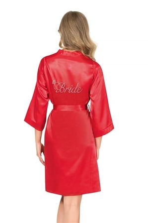 Nevamel® Kırmızı Kısa Saten Bride Sabahlık