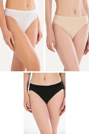 Nevamel® Pamuklu Siyah Beyaz Ten Rengi 3'Lü Külot