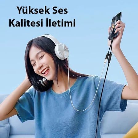 Nevamel Ally İphone 15 İçin Type-c Şarj + 3.5mm kulaklık 2İn1 Çevirici Adaptör-(5775)