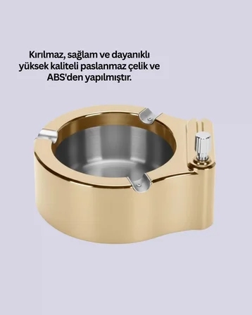 Nevamel® Çakmak Entegreli Küllük Yeniden Doldurulabilir Metal Gövde Yeni Nesil