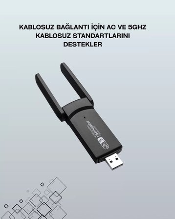 Nevamel® USB WiFi Adaptör – 1200 Mbps Hız