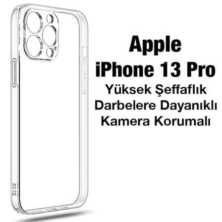Nevamel Ally Space iPhone 13 Pro 6.1inç Kamera Korumalı Premium Silikon Şeffaf Kılıf-(5775)