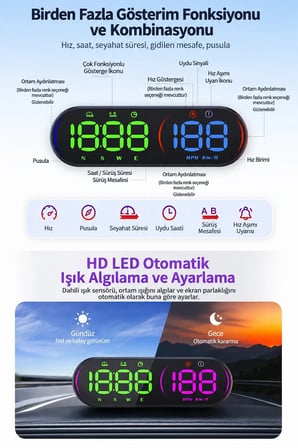 Nevamel® Ally HUD G26 GPS Head Up Display HUD Dijital Hız Göstergesi-(5775)