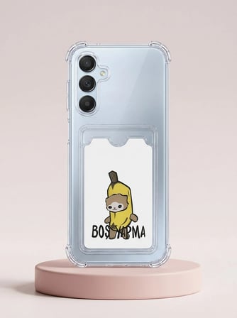 Nevamel® Samsung Galaxy A17 Boş Yapma Muz Detaylı Kart Bölmeli Şeffaf Telefon Kılıfı