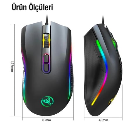 Nevamel HXSJ A869 7200DPI Ayarlanabilir RGB Işık Gaming Oyuncu Mouse-(5775)