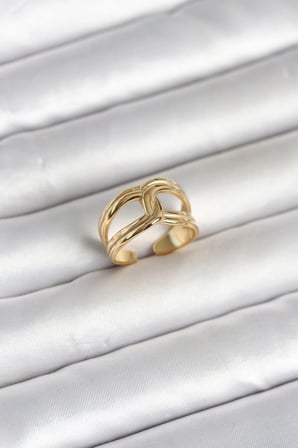 Nevamel® 316L Çelik Gold Renk Düğüm Model Kadın Yüzük 5886