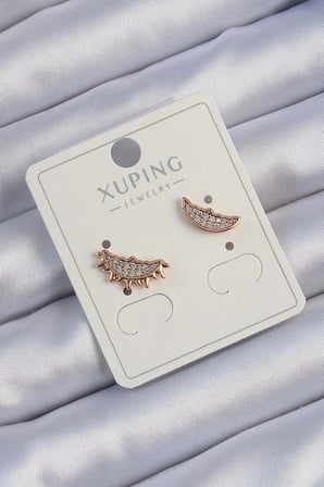Nevamel® Xuping Rose Renk Zirkon Taşlı Ay ve Güneş Tasarımlı Küpe 5886
