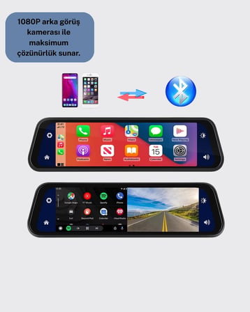 Nevamel® Ön Arka Kameralı Dokunmatik Dikiz Aynası 170° Geniş Açı