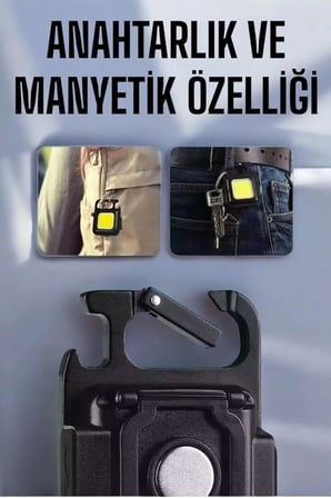 Nevamel Anahtarlık Çok Amaçlı Mıknatıslı Taşınabilir Işık Led Şarjlı