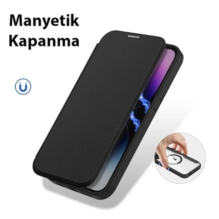Nevamel Dux Ducis iPhone 14 Pro 6.1 Kılıf Skin X Pro Series MagSafe Kapaklı Kılıf Folio Case-(5775)