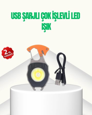 Nevamel Çok İşlevli USB Şarjlı Anahtarlık Fener