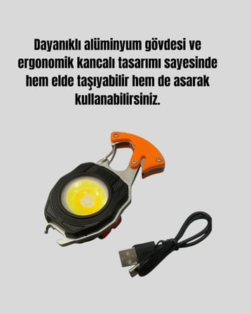 Nevamel Çok İşlevli USB Şarjlı Anahtarlık Fener