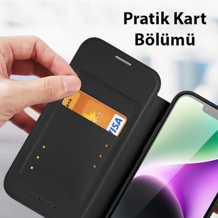 Nevamel Dux Ducis iPhone 14 Plus 6.7 Kılıf Skin X Pro Series MagSafe Kapaklı Kılıf Folio Case-(5775)